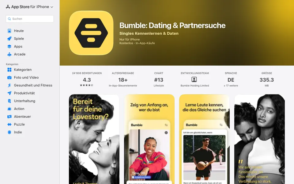 Bumble Erfahrungen: Bumble im Schweizer App Store mit Bewertung und Bildern der App