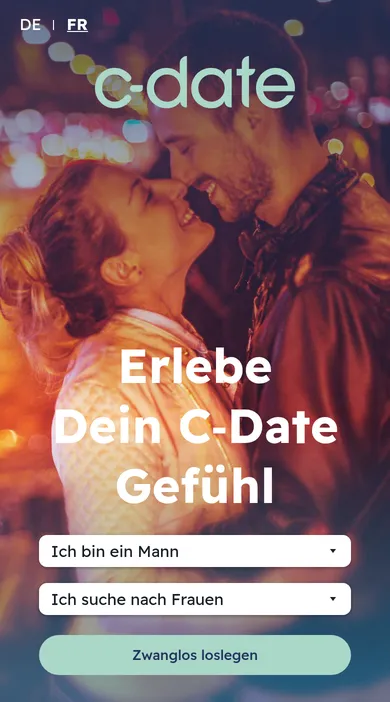 C-Date Erfahrungen: mobile Startseite von c-date.ch auf dem Handy