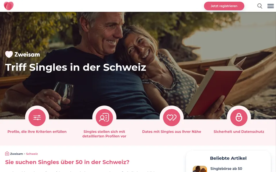 Zweisam Erfahrungen: Seite «Triff Singles in der Schweiz» auf zweisam.ch